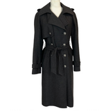 Chanel Charcoal Wool Angora & Cashmere Trench Coat XS/S