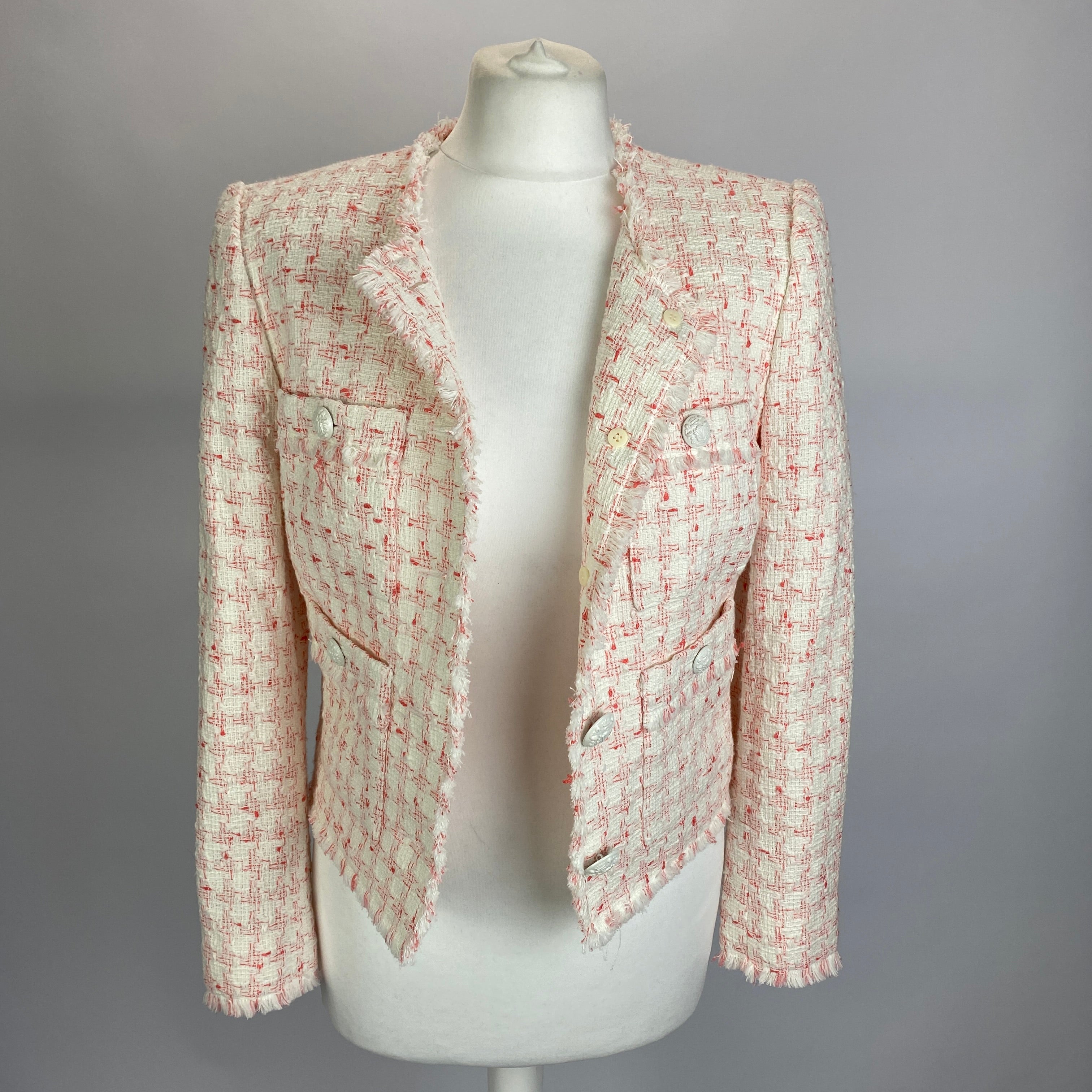 Veronica Beard New £595 Coral/Off-White Olbia Jacket XXS