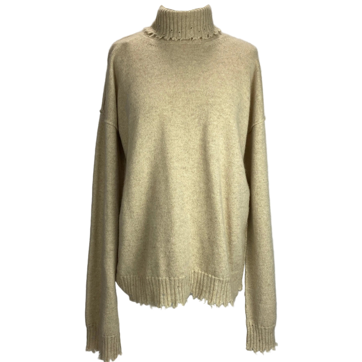 Uma Wang New £798 Oatmeal Cashmere Distressed Sweater S-XL