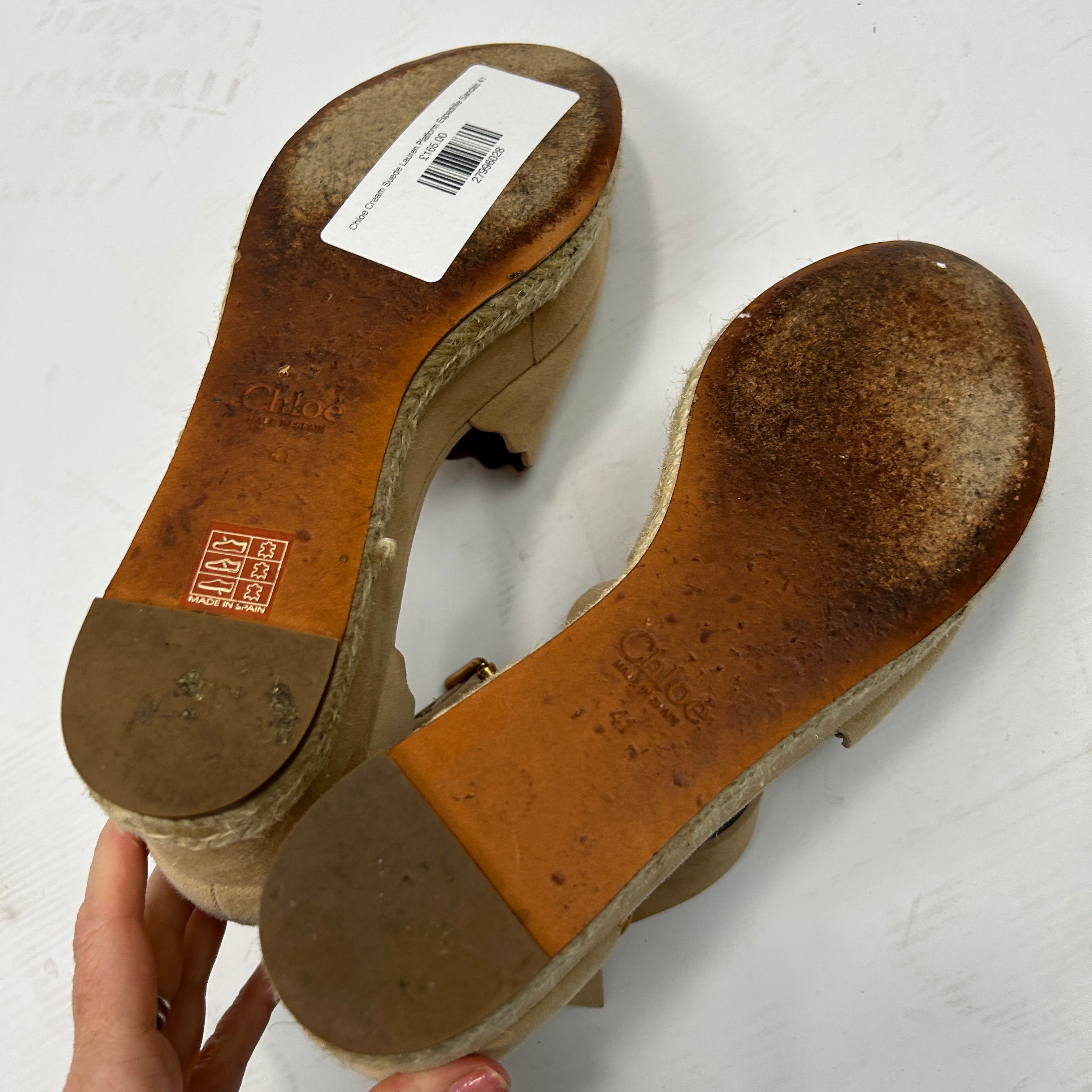 Chloe Cream Suede Lauren Platform Espadrille Sandals 41