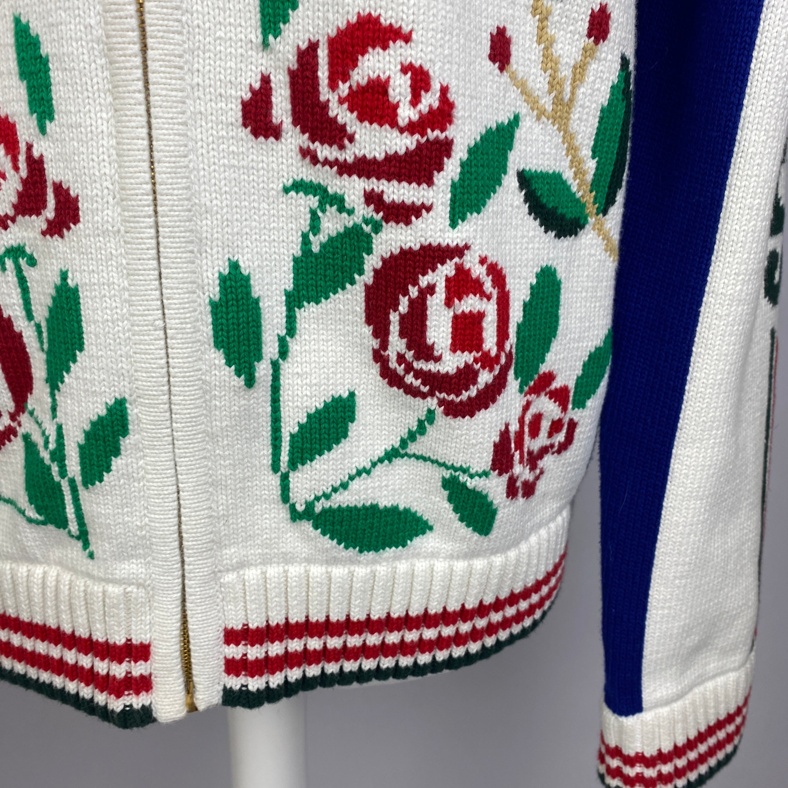 Casablanca £1290 White Cotton Laurel Intarsia Knit Jacket S