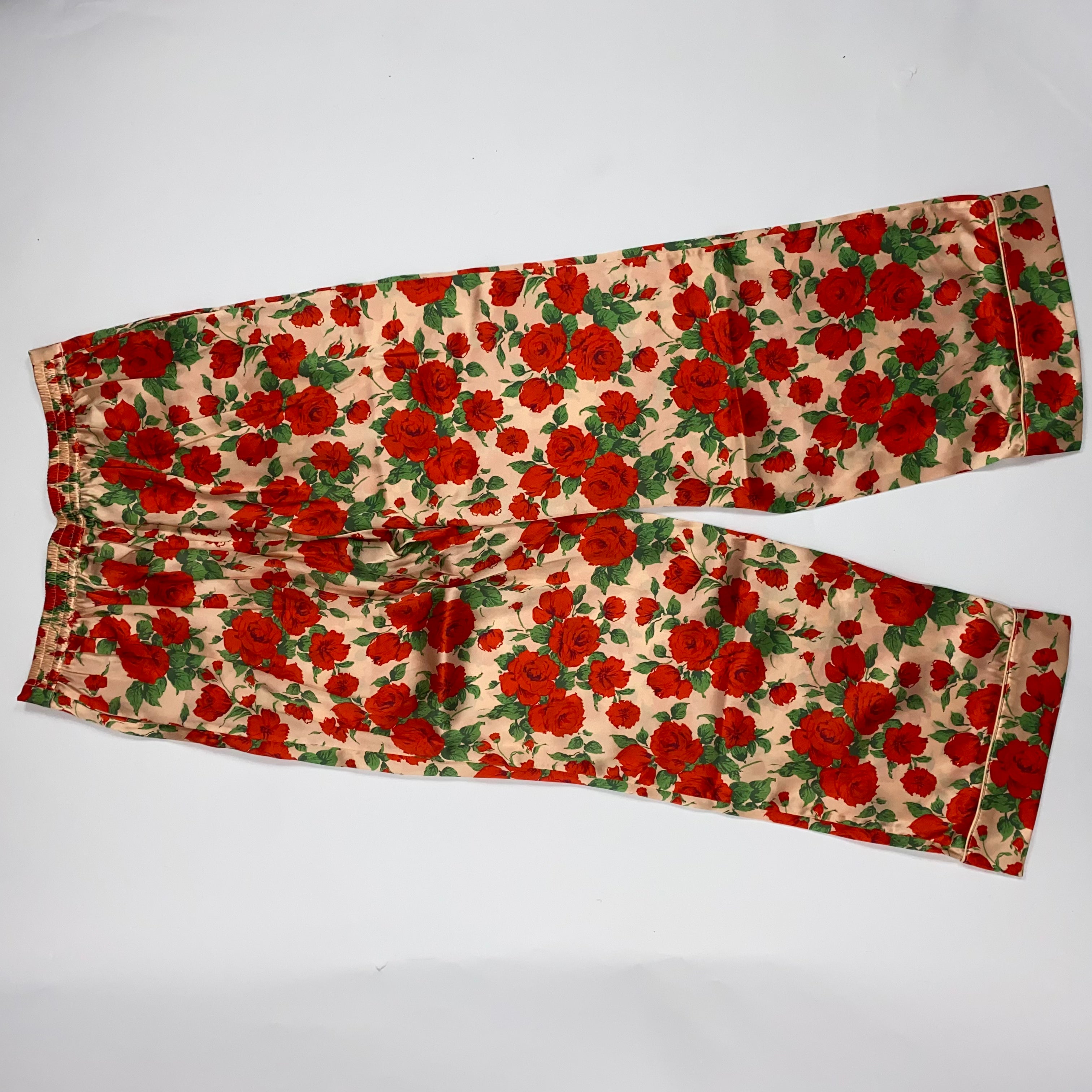 Liberty London £425 Red Carleen Rose Print Silk Pyjama Set S