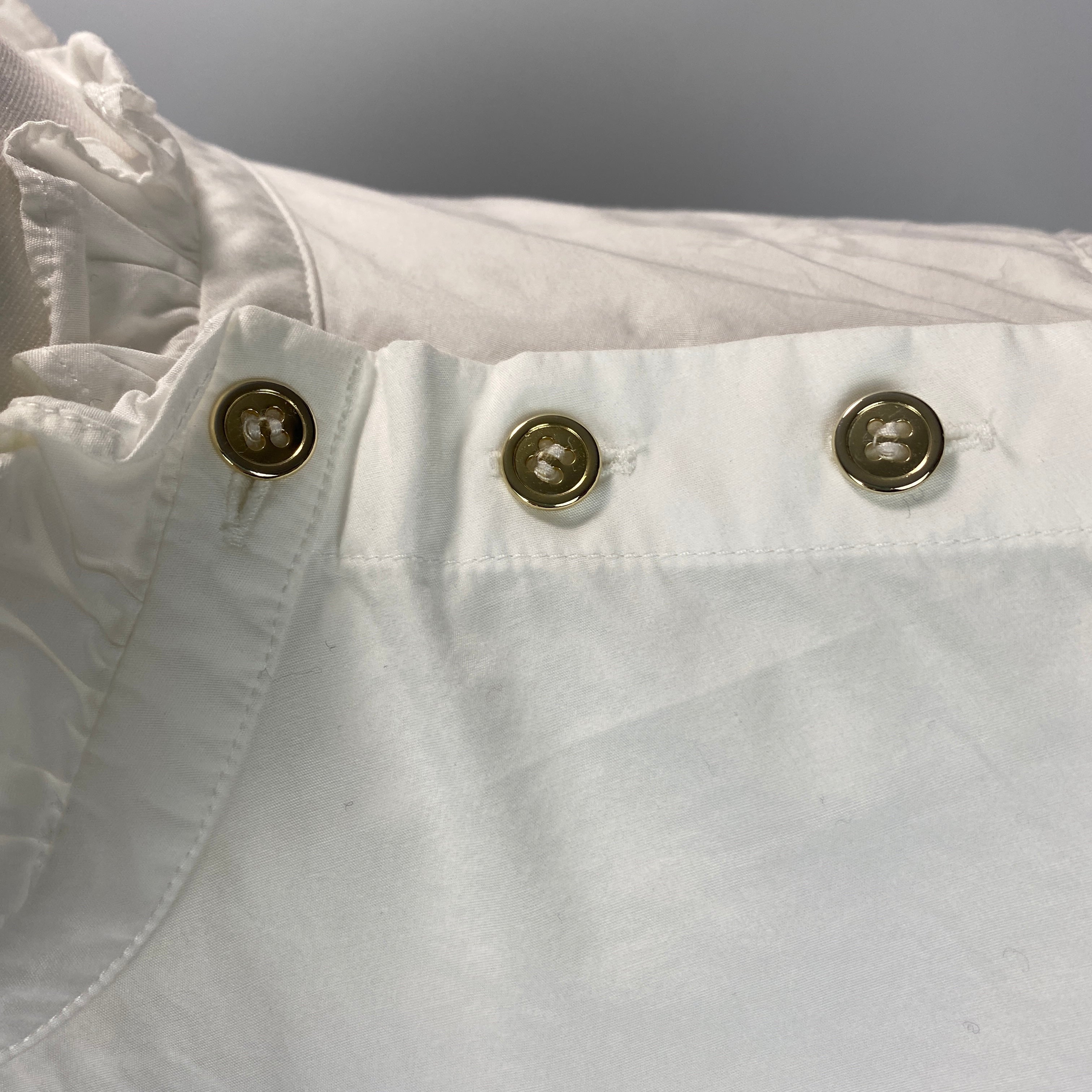 Atlantique Ascoli £410 White Piecrust Collar Cossack Blouse S