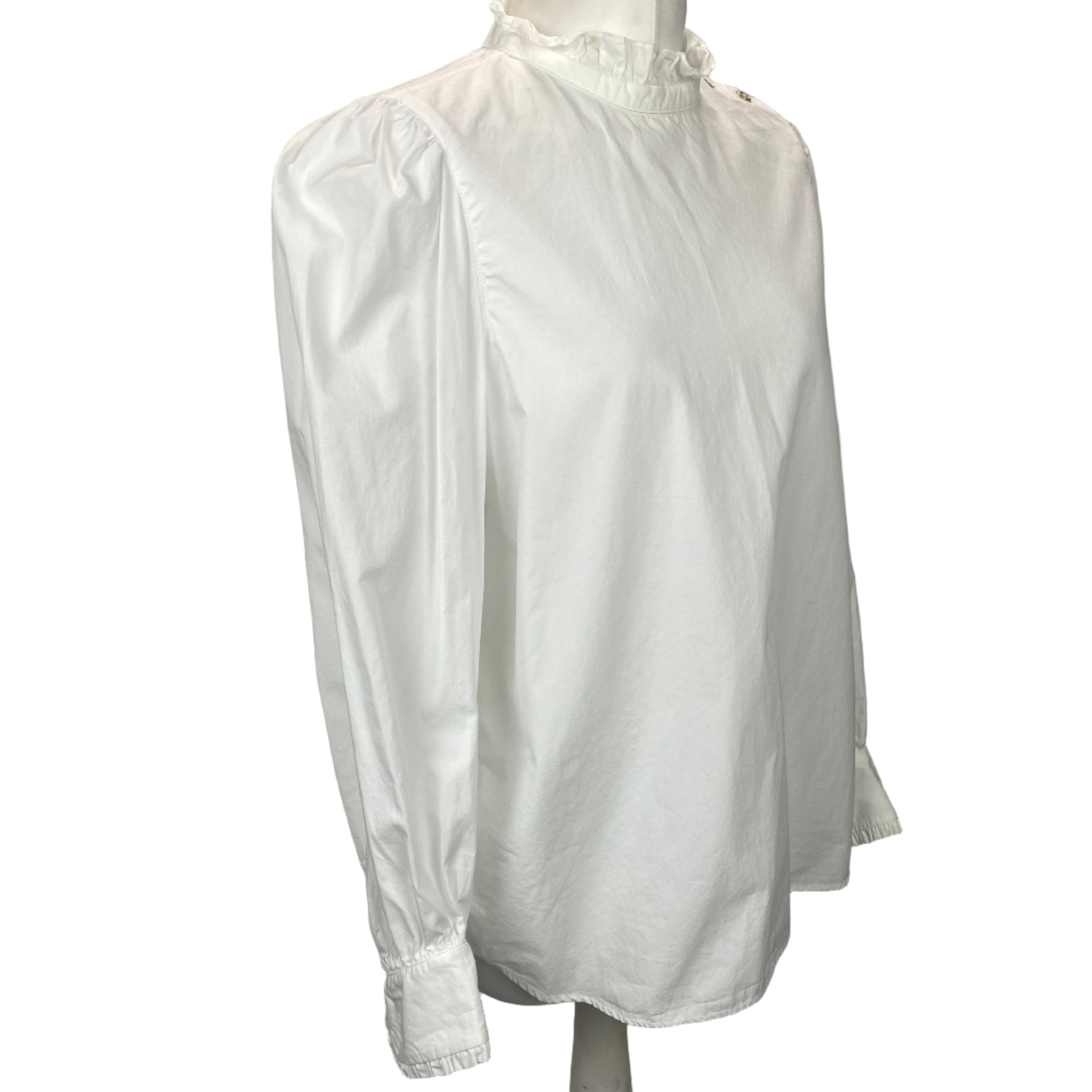 Atlantique Ascoli £410 White Piecrust Collar Cossack Blouse S