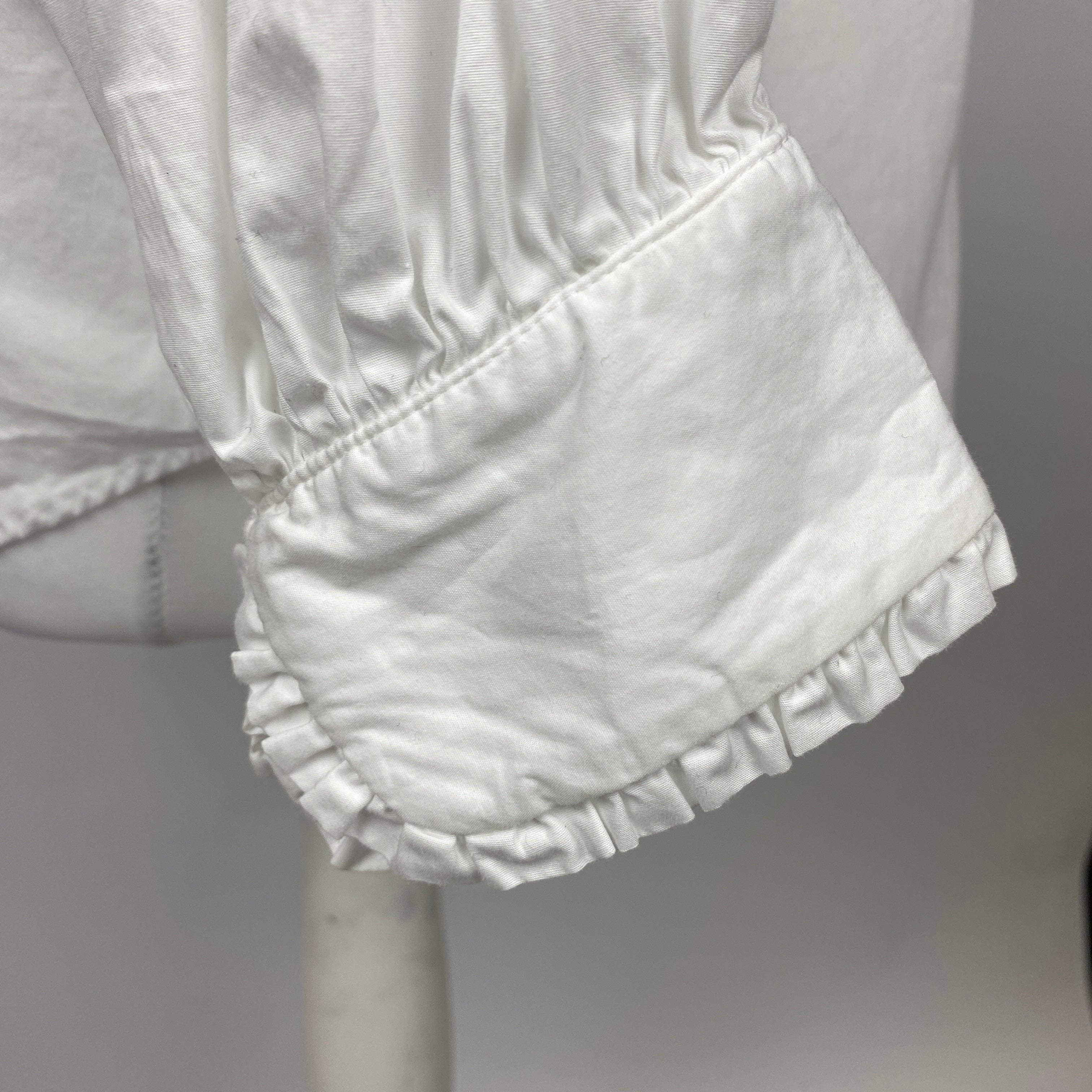 Atlantique Ascoli £410 White Piecrust Collar Cossack Blouse S