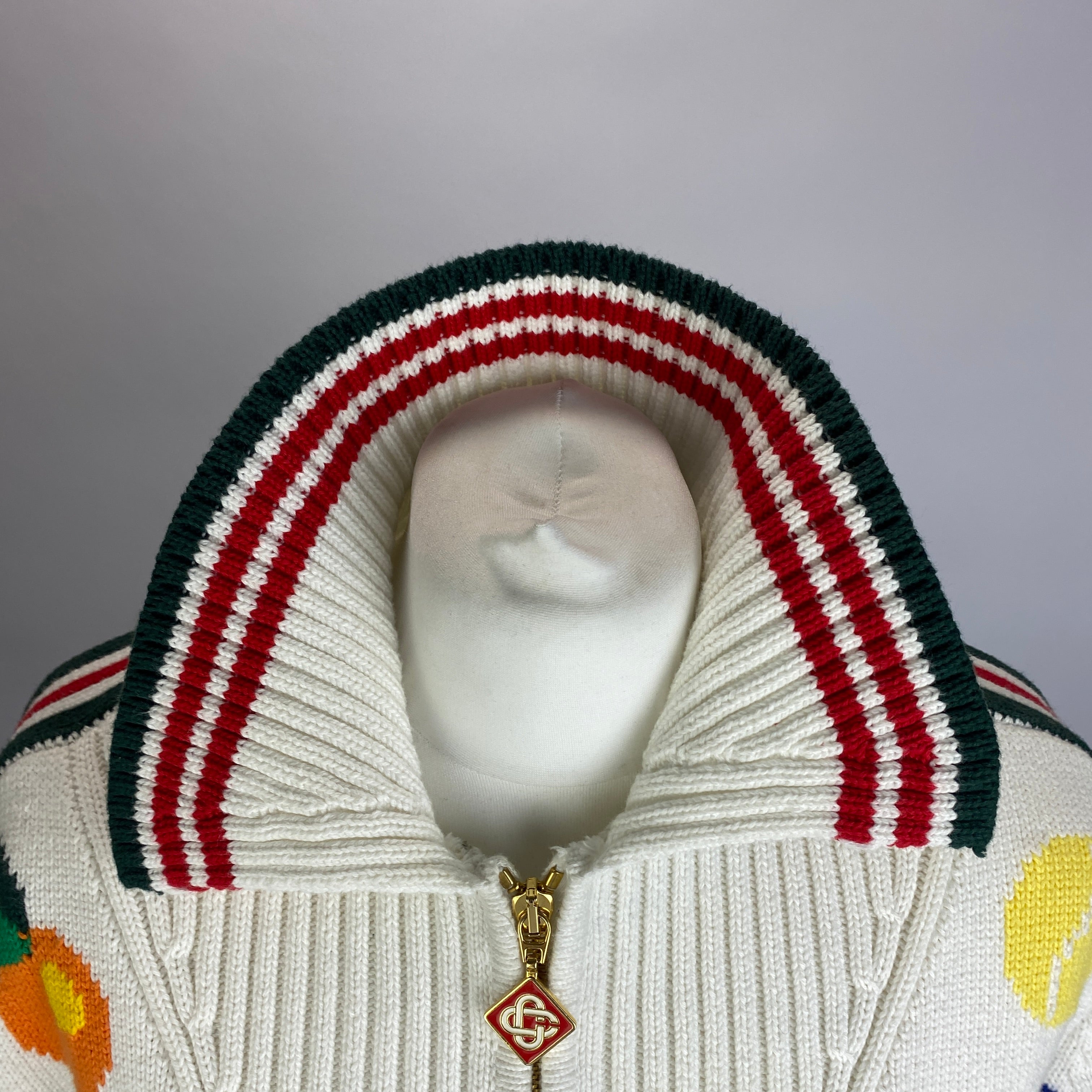 Casablanca £1290 White Cotton Laurel Intarsia Knit Jacket S