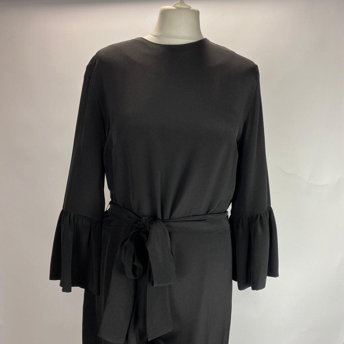 Catherine Prevost New Black Silk Belted Jumpsuit L