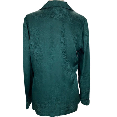 Liberty London £425 Green Peacock Feather Silk Pyjama Set S