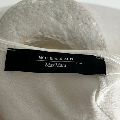 Weekend Max Mara White Linen Pleat Detail Top L