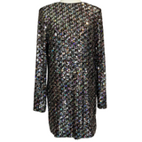 Me&Em New £350 Black & Pewter Sequin Mini Dress XXS