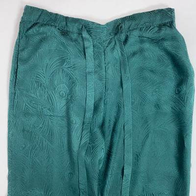 Liberty London £425 Green Peacock Feather Silk Pyjama Set S