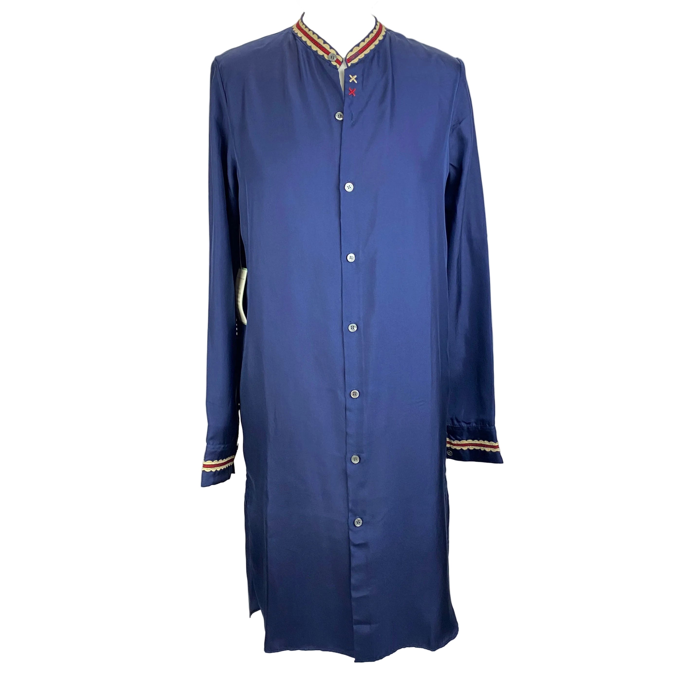Jupe By Jackie New Navy Washed Silk Longline Tunic M