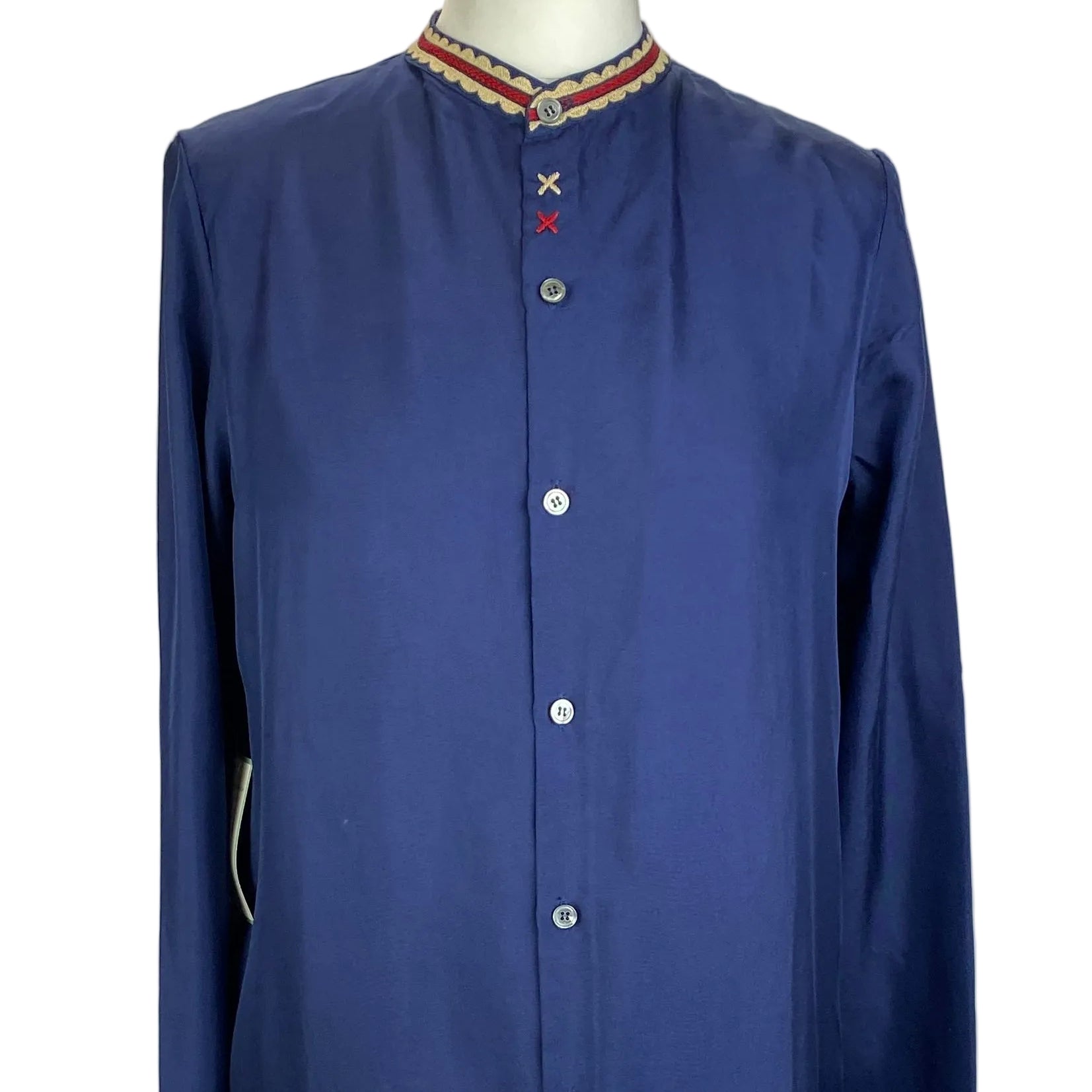 Jupe By Jackie New Navy Washed Silk Longline Tunic M