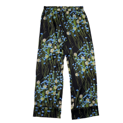 Bernadette £663 Black Buttercup Field Print Silk Pyjama Set M