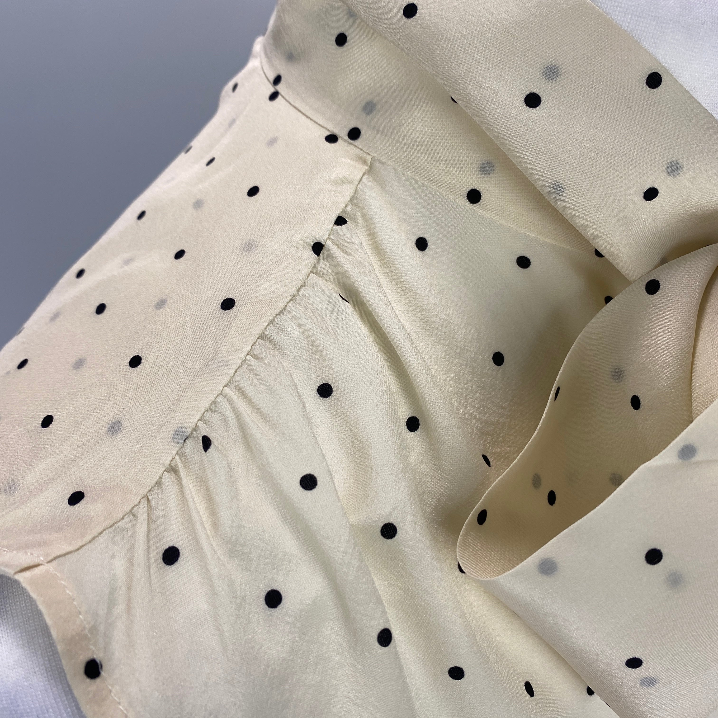 Celine Cream Polka Dot Silk Pussybow Blouse XS
