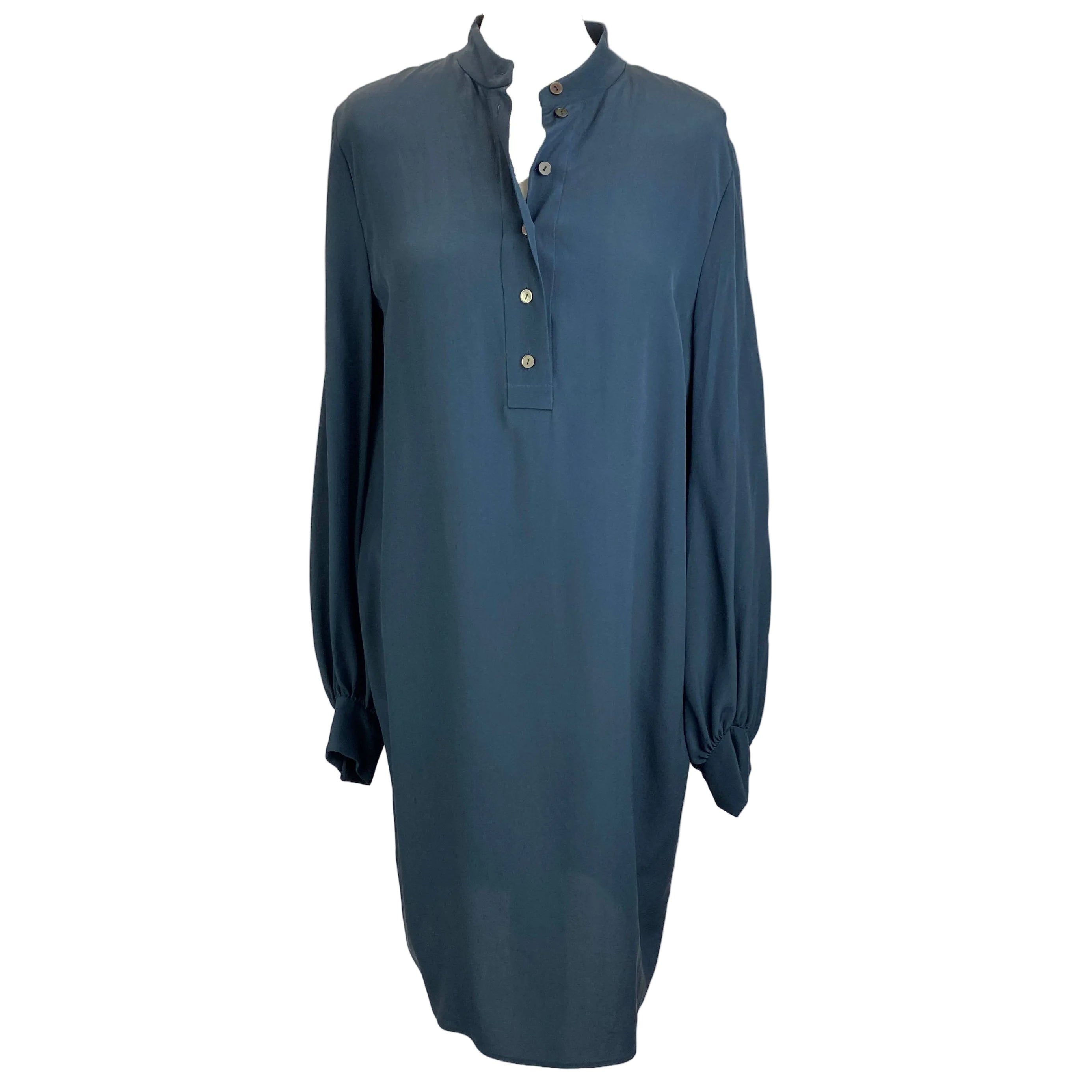 Lanvin New Navy Washed Silk Longline Tunic M