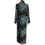 Bernadette £944 Black Buttercup Field Print Silk Robe S