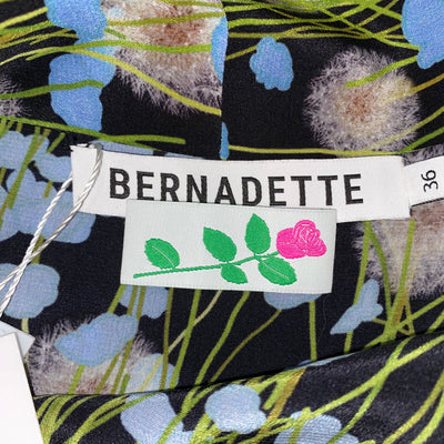 Bernadette £944 Black Buttercup Field Print Silk Robe S