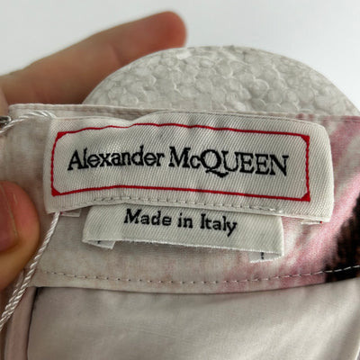 Alexander McQueen White Black & Pink Graphic Print Cotton Skirt S