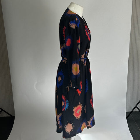 Paul Smith Black & Brights Print Silk Belted Tunic Dress L