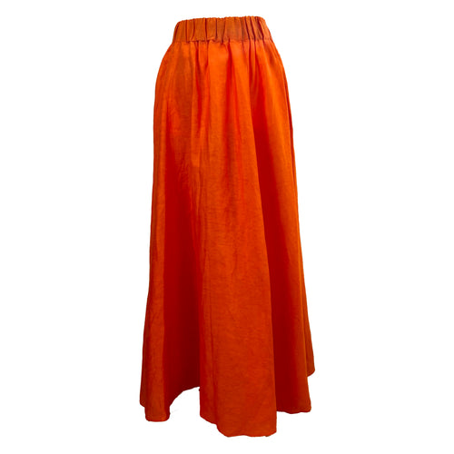 Cortana Brand New £582 Orange Silk & Linen Paper Maxi Skirt M/L