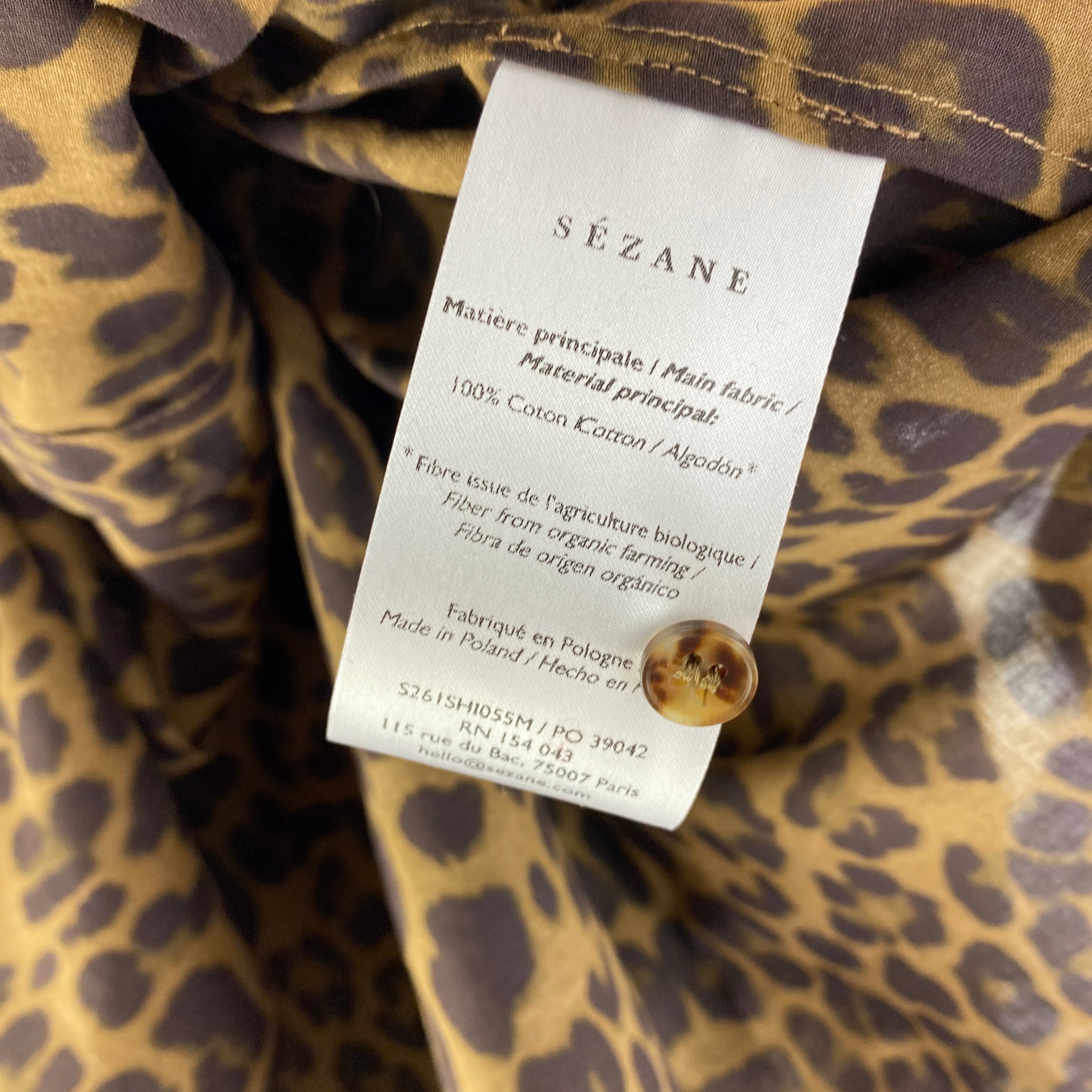 Sezane New £100 Leopard Fine Cotton Erine Blouse L