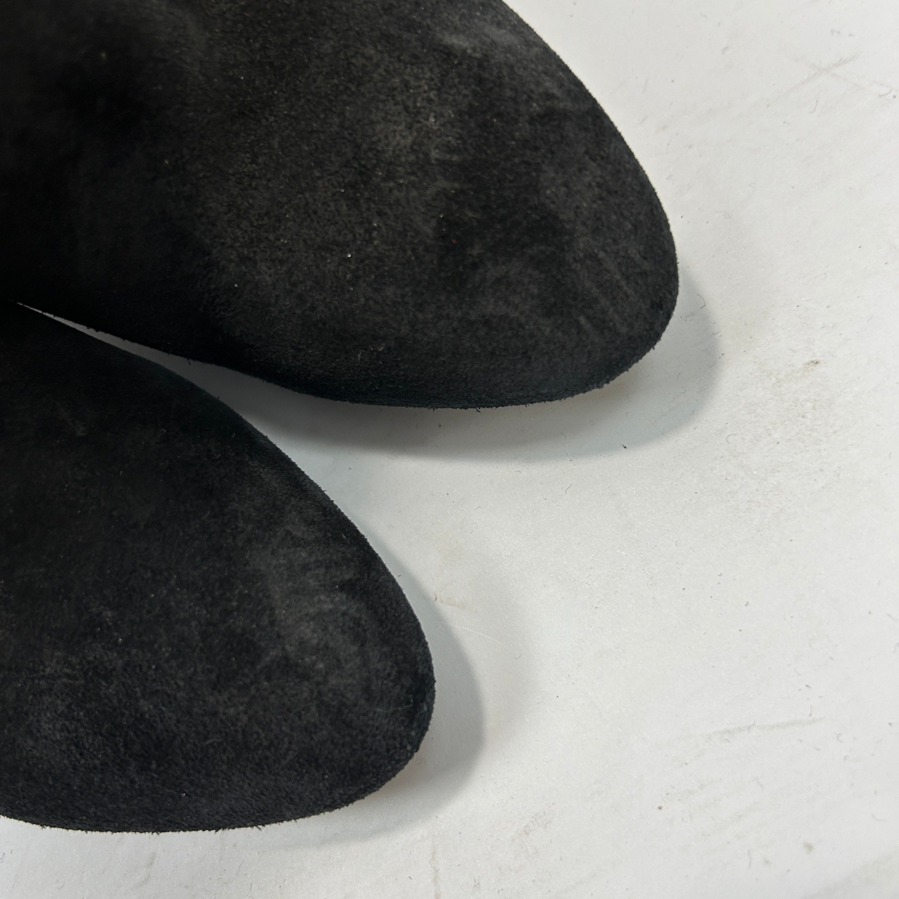 Saint Laurent £1200 Black Suede Whipstitched Knee Boots 38