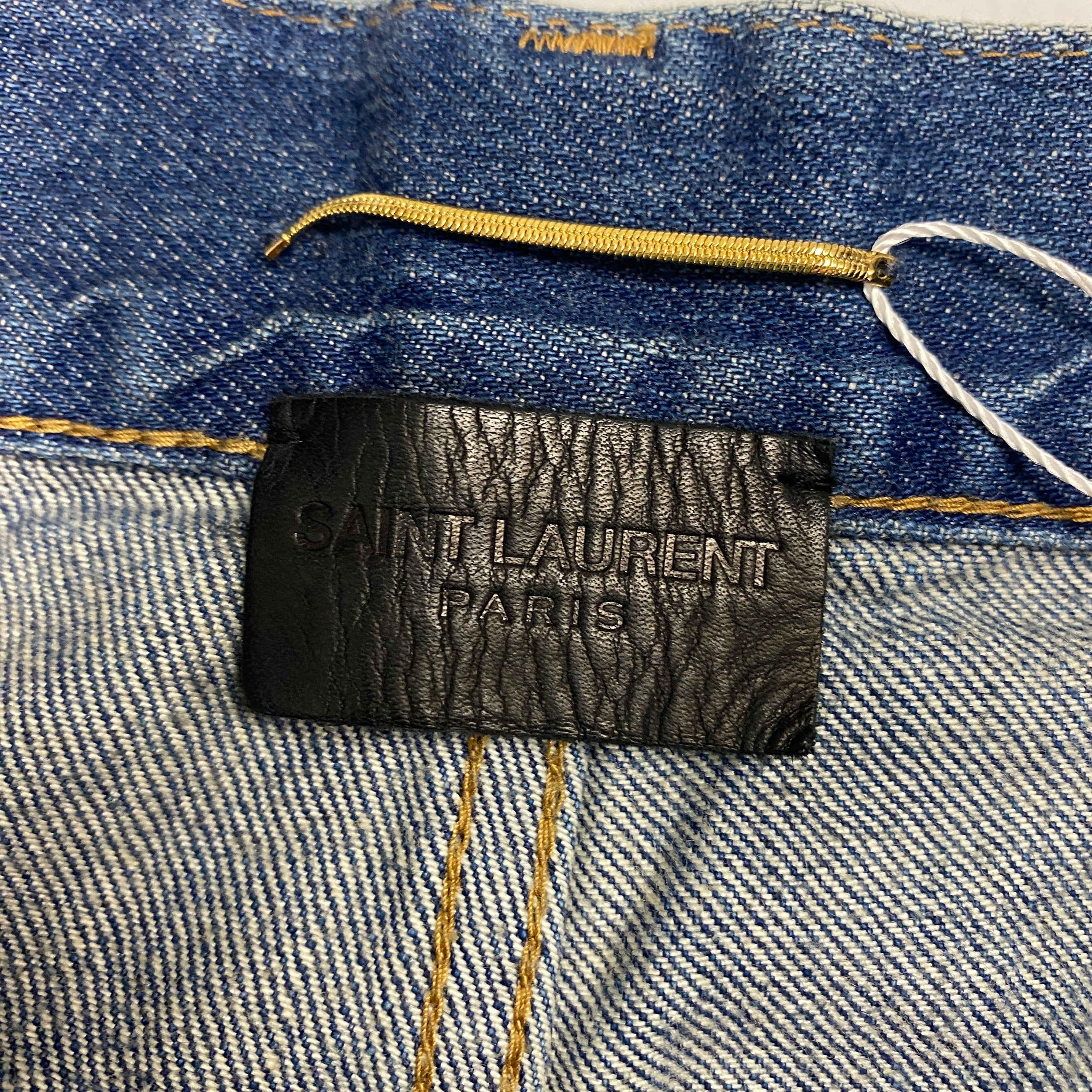 Saint Laurent New £690 Vintaged Blue Denim Crop Jeans 28