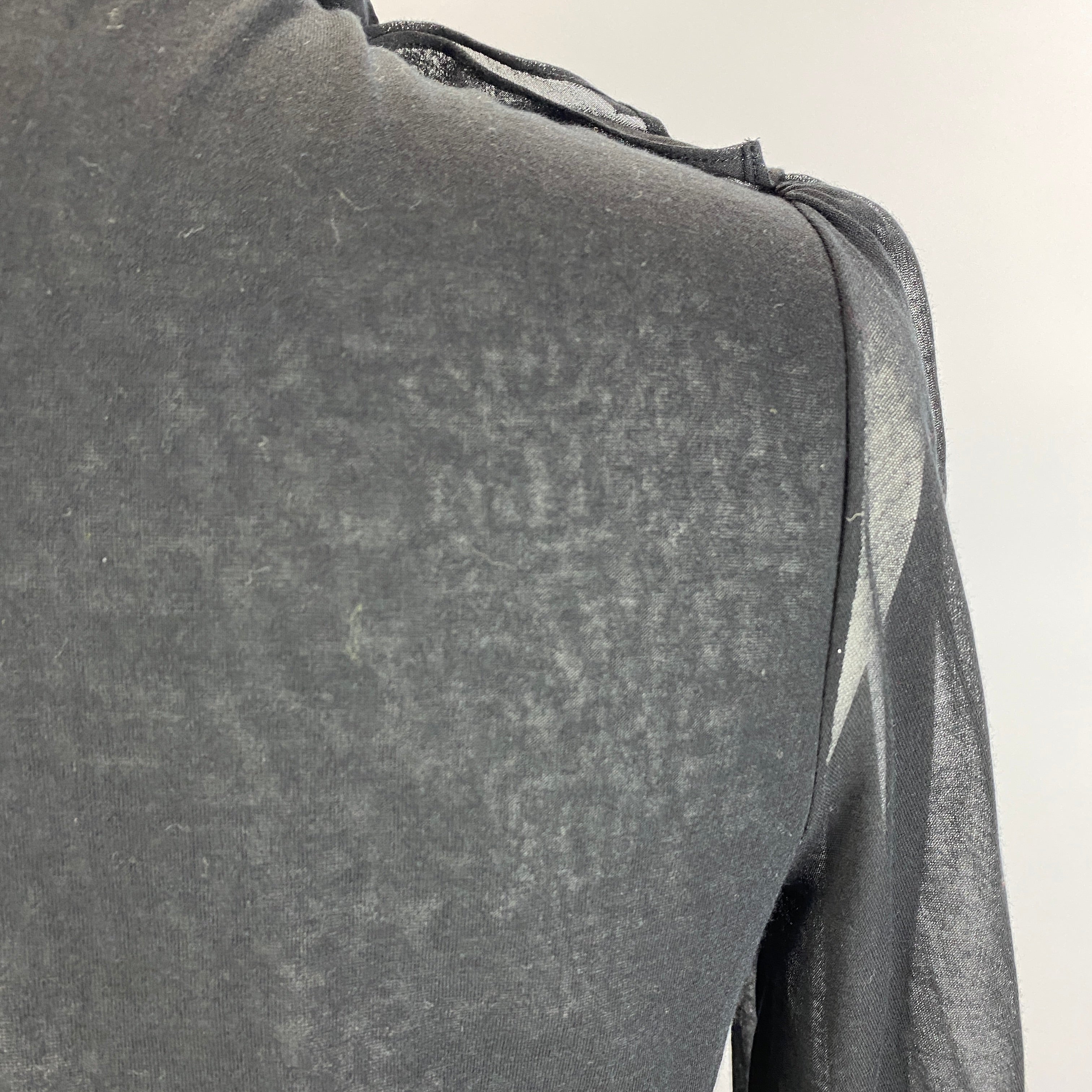 Ralph Lauren Black Jersey & Voile Ruffle Shirt L