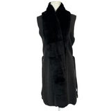 N Peal Charcoal Cashmere & Black Rabbit Sleeveless Cardigan M