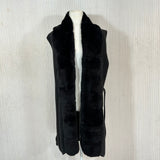 N Peal Charcoal Cashmere & Black Rabbit Sleeveless Cardigan M