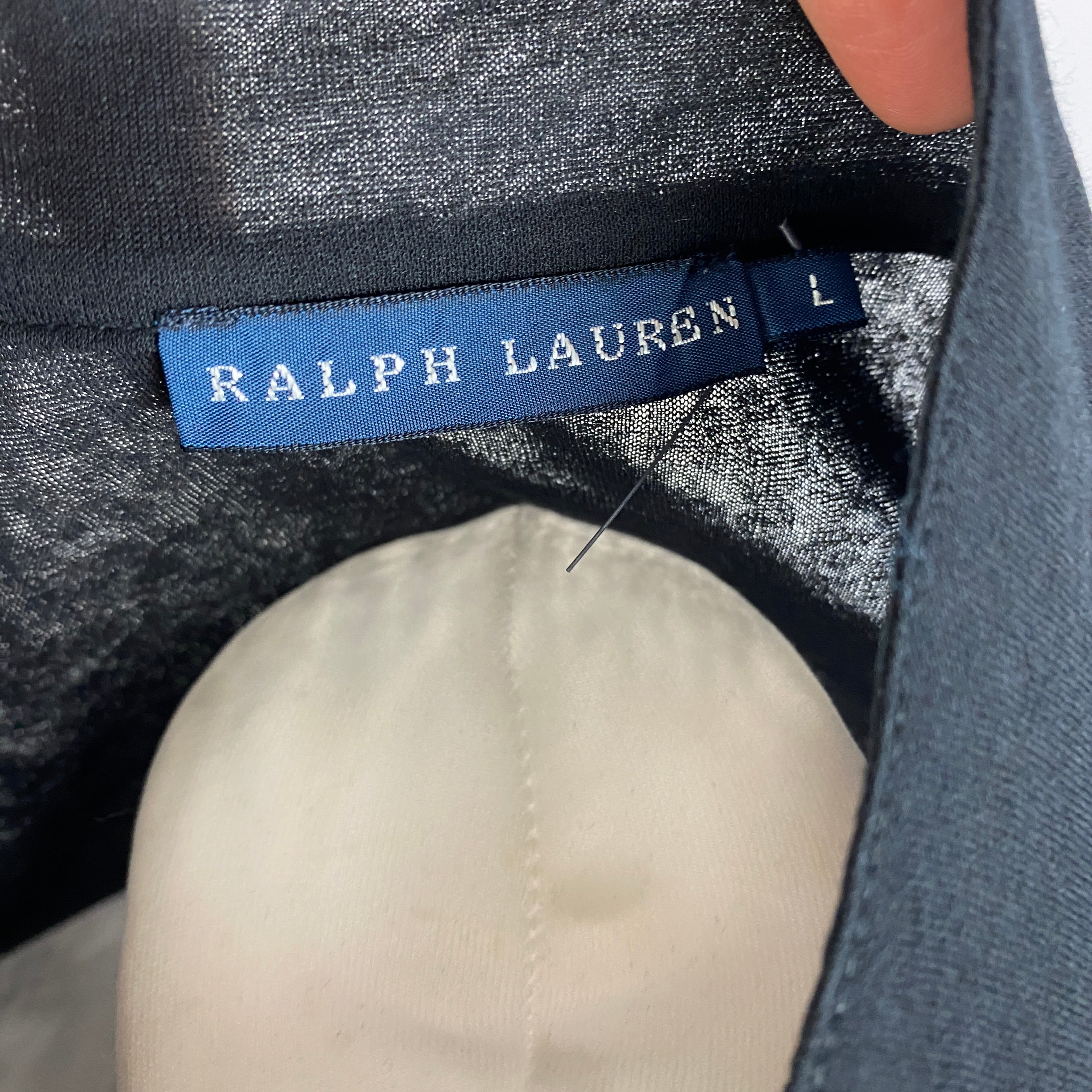 Ralph Lauren Black Jersey & Voile Ruffle Shirt L