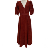 Wiggy Kit New £375 Burgundy Corduroy Maxi Dress M