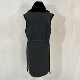 N Peal Charcoal Cashmere & Black Rabbit Sleeveless Cardigan M