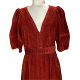 Wiggy Kit New £375 Burgundy Corduroy Maxi Dress M