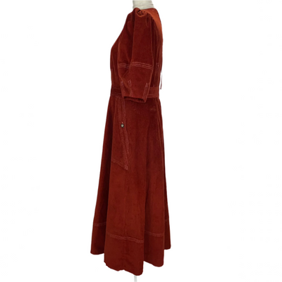 Wiggy Kit New £375 Burgundy Corduroy Maxi Dress M