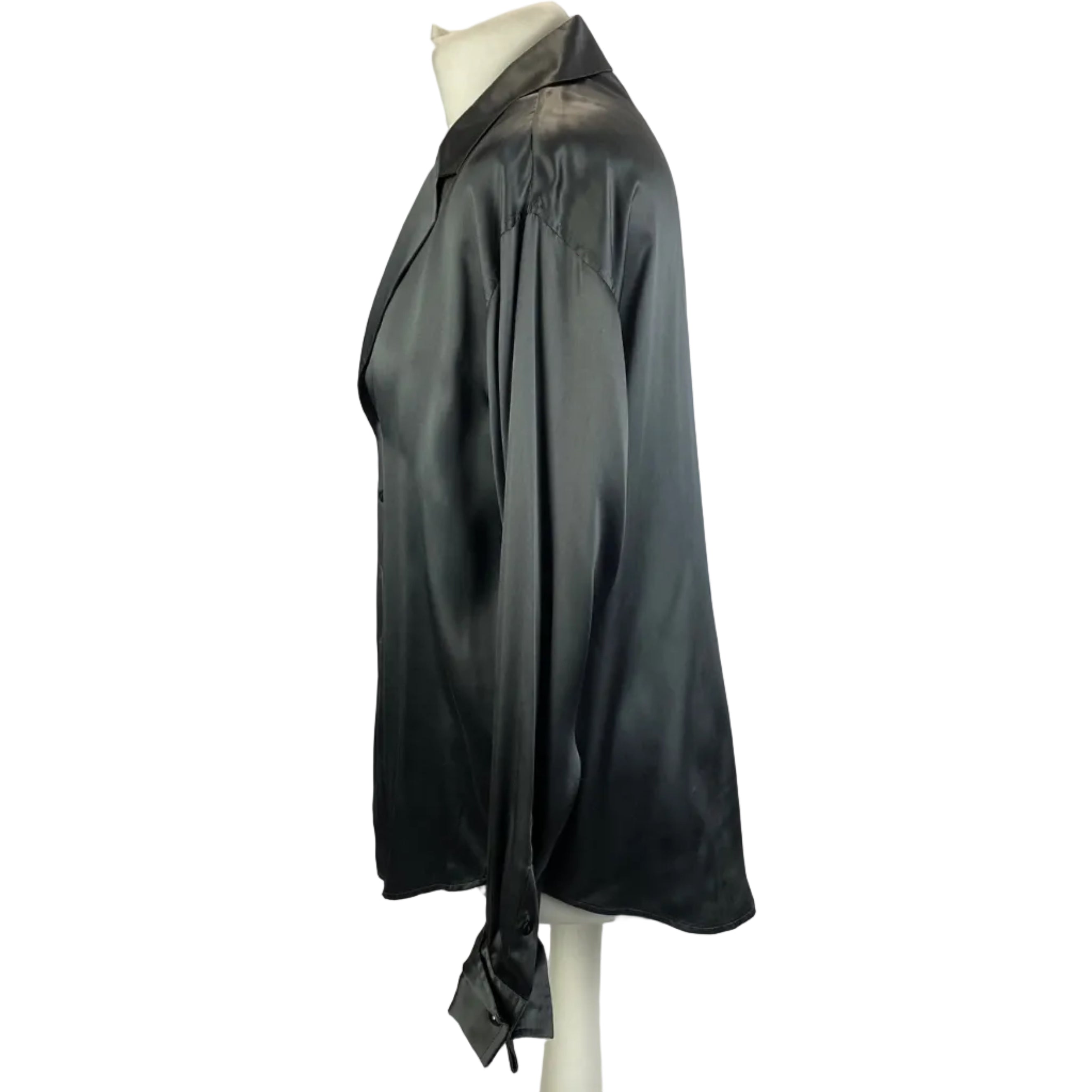 Ralph Lauren Pewter Silk Satin Shirt M