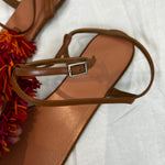 Aquazzura Fuschsia & Orange Suede Fringed Flat Sandals 39