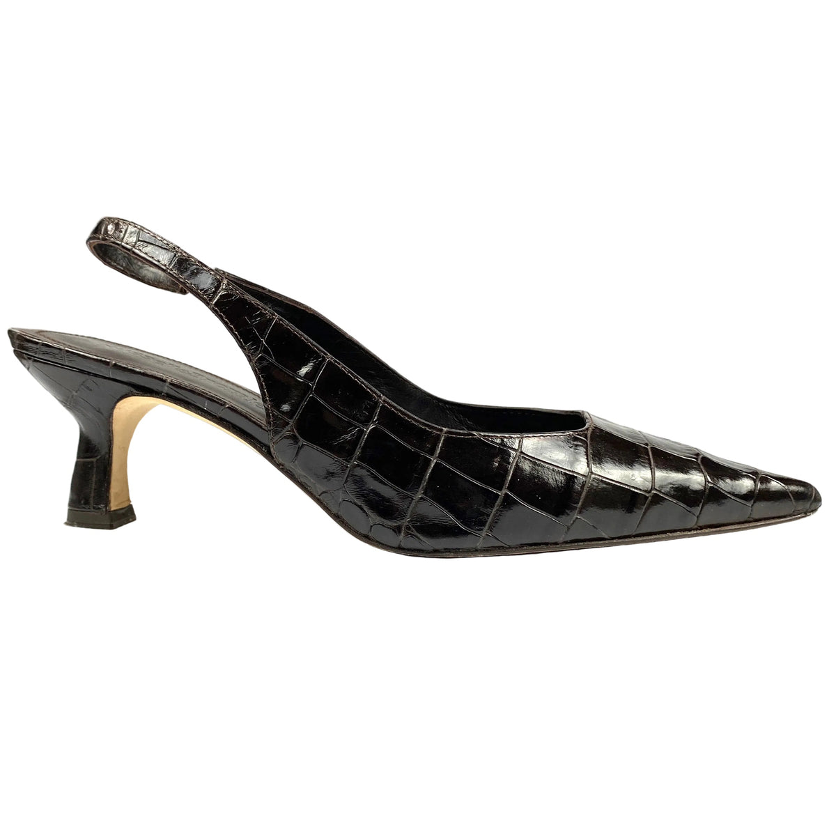 Russell & Bromley £250  Brown Mock Croc Slingbacks 41