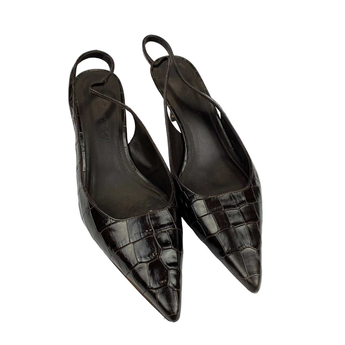 Russell & Bromley £250  Brown Mock Croc Slingbacks 41