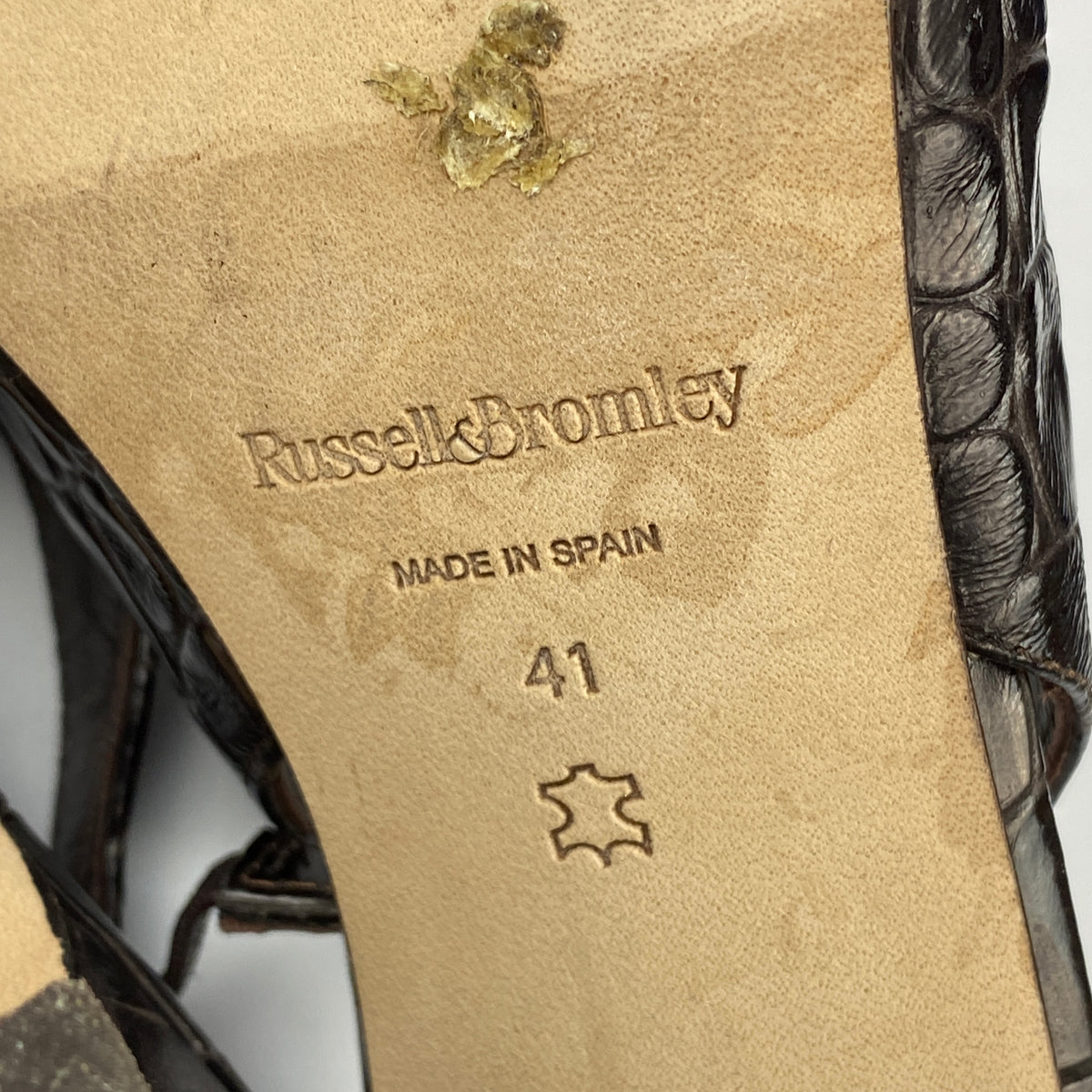 Russell & Bromley £250  Brown Mock Croc Slingbacks 41