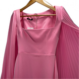 Alex Perry £2786 Sugar Pink Crepe Satin Plisse Cape Dress XXS