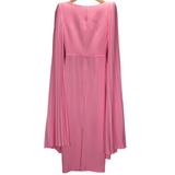 Alex Perry £2786 Sugar Pink Crepe Satin Plisse Cape Dress XXS