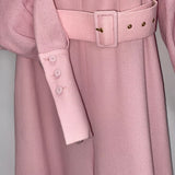 Emilia Wickstead Pink Crepe Turtleneck Belted Jumpsuit XS