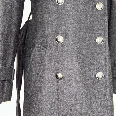 Chanel Charcoal Wool Angora & Cashmere Trench Coat XS/S