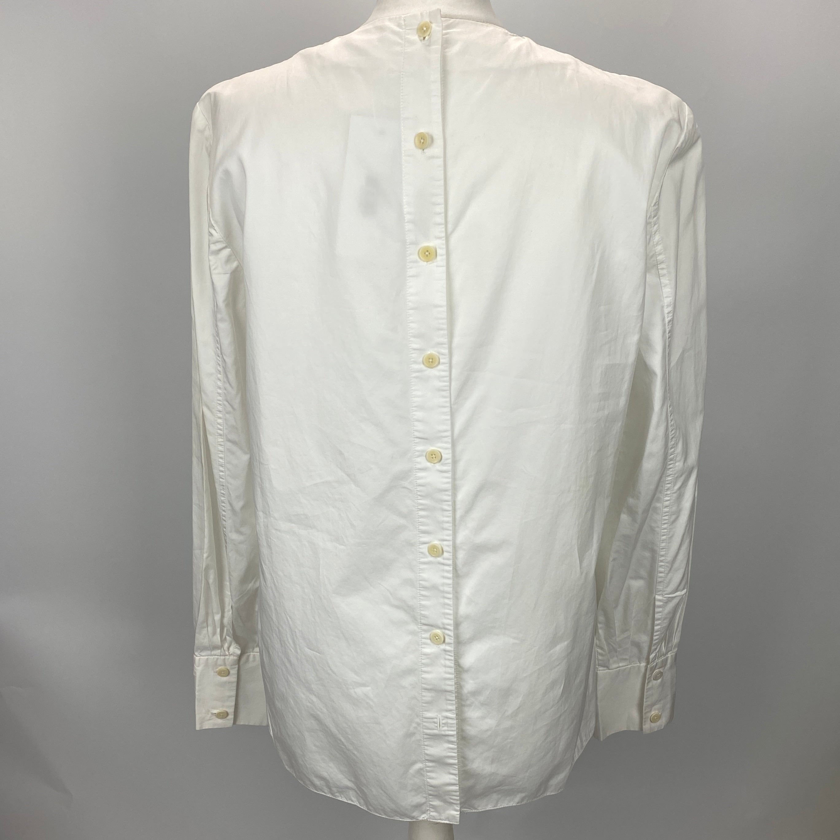 Tibi White Elasticated Neck Cotton Poplin Blouse XS