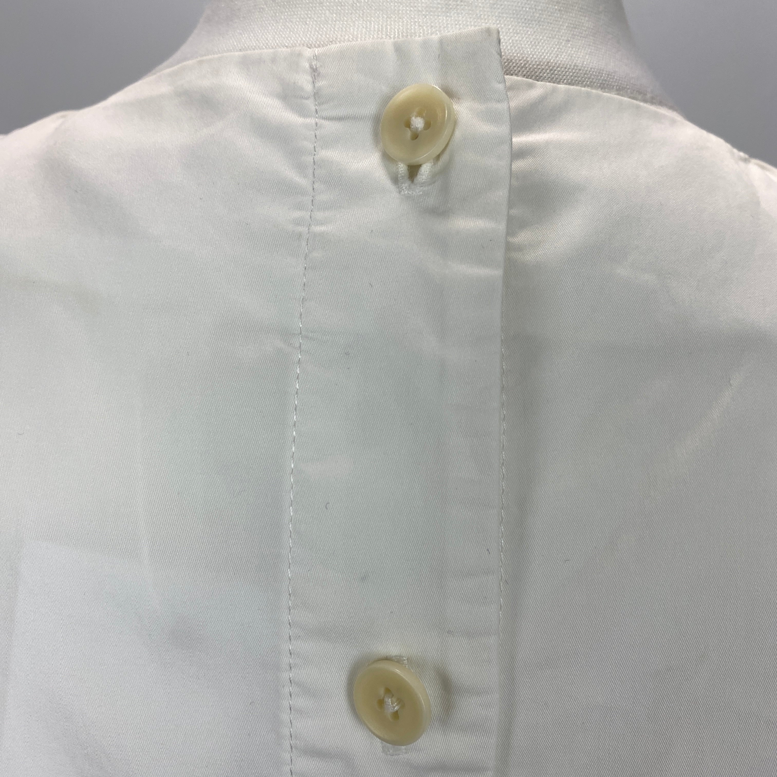 Tibi White Elasticated Neck Cotton Poplin Blouse XS