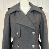 Chanel Charcoal Wool Angora & Cashmere Trench Coat XS/S