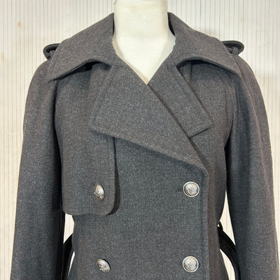 Chanel Charcoal Wool Angora & Cashmere Trench Coat XS/S