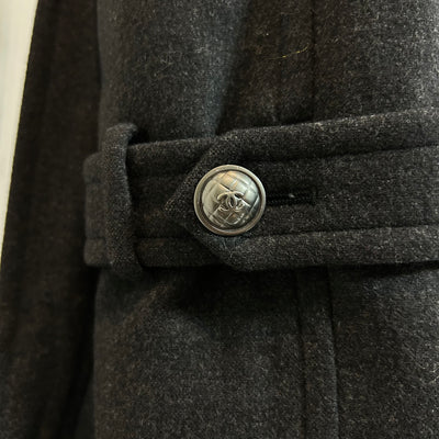 Chanel Charcoal Wool Angora & Cashmere Trench Coat XS/S